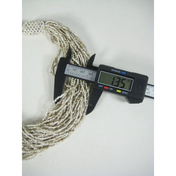 Vintage Glass Seed Bead Multi Strand Necklace Neutral Bohemian Statement 20 in - Picture 2 of 8